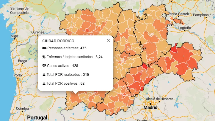 Notable bajón en las cifras de casos activos de las zonas de Ciudad Rodrigo y La Fuente de San...