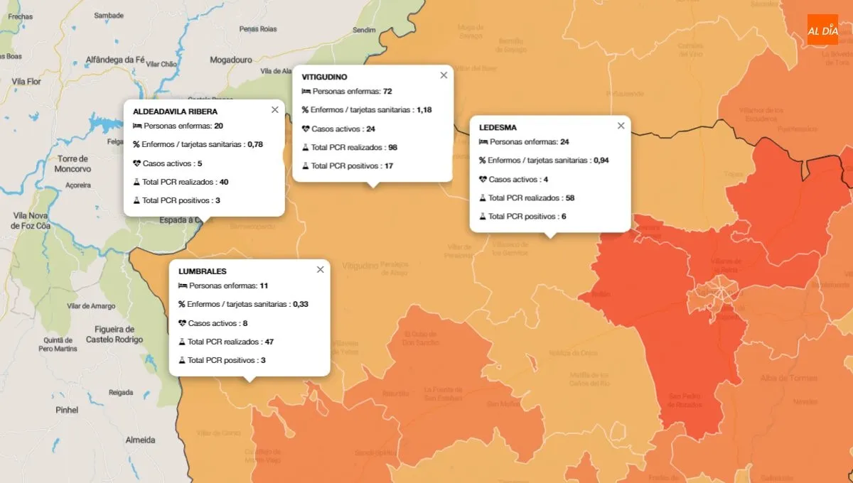 La ZBS de Vitigudino registra dos casos menos activos de Covid-19 y se queda en 24 / INFOGRAFÍA: JCyL