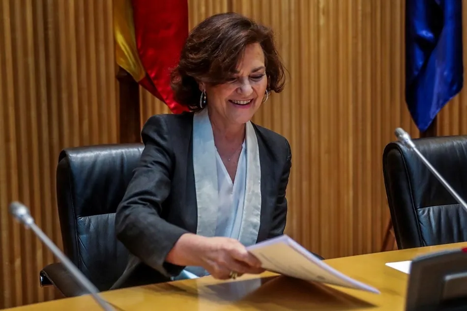 La vicepresidenta primera del Gobierno, Carmen Calvo, en el Congreso. Foto: EP