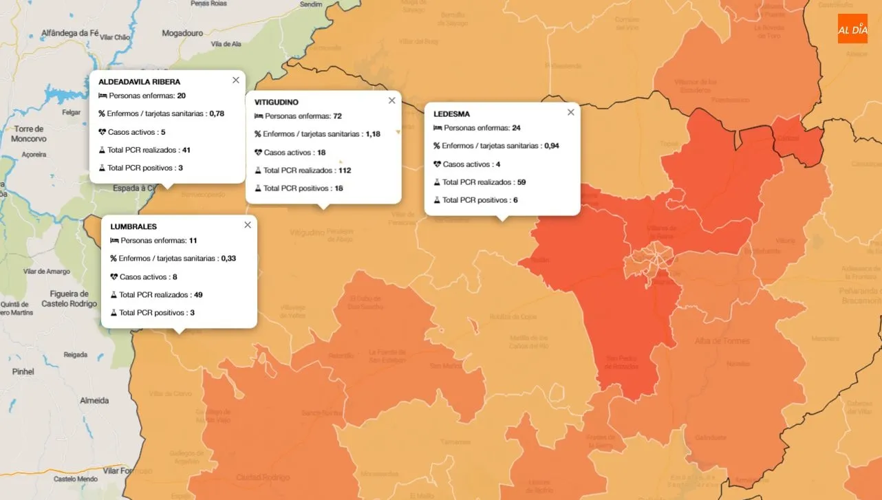 Mapa del número de enfermos acumulado desde el 29 de febrero / INFOGRAFÍA: JCyL