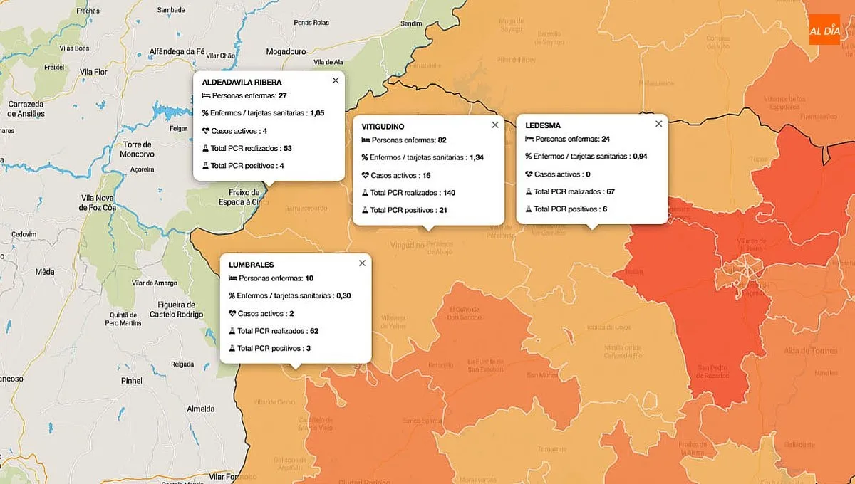 Mapa acumulado de personas enfermas desde el 29 de febrero