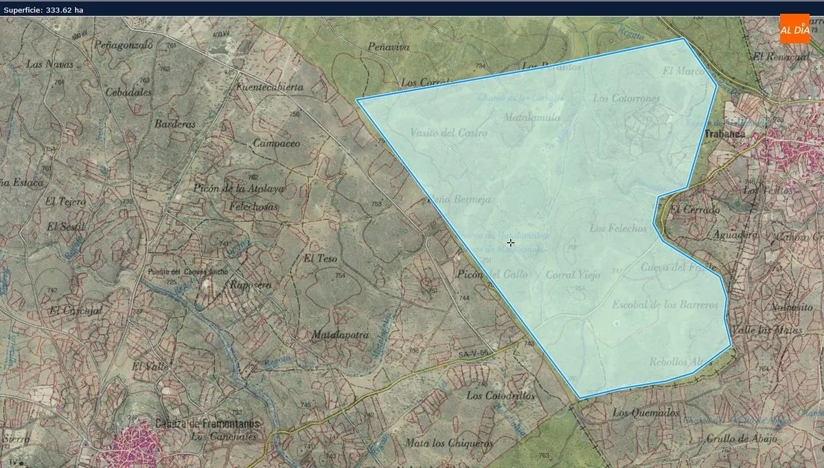 Terrenos comunales afectados por la planta fotovoltaica en Villarino / SIG-PAC