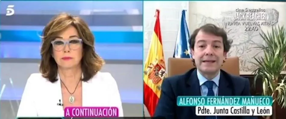Fernández Mañueco en una entrevista concedida al programa de Ana Rosa Quintana, en Telecinco
