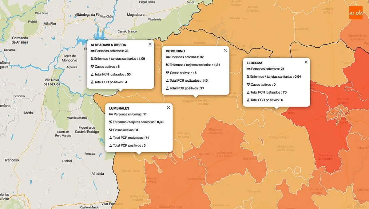 Mapa acumulado de personas enfermas desde el 29 de febrero