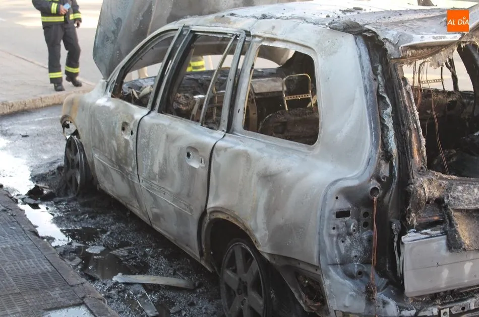 Foto 3 - Un hombre sale ileso tras incendiarse su veh&iacute;culo en Alba de Tormes