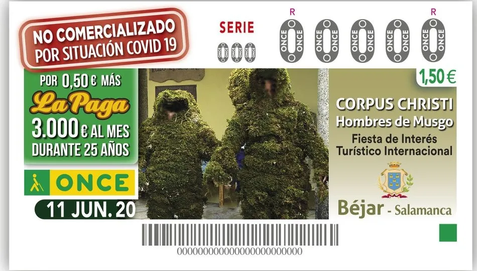 Cupon de la ONCE con la imagen de los Hombres de Musgo