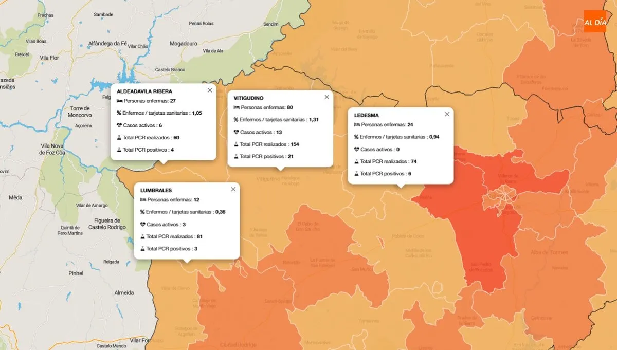 Mapa acumulado de personas enfermas desde el 29 de febrero