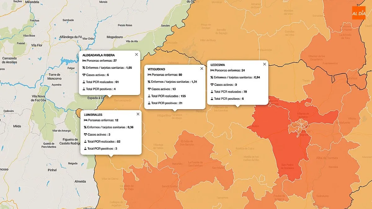 Mapa acumulado de personas enfermas desde el 29 de febrero