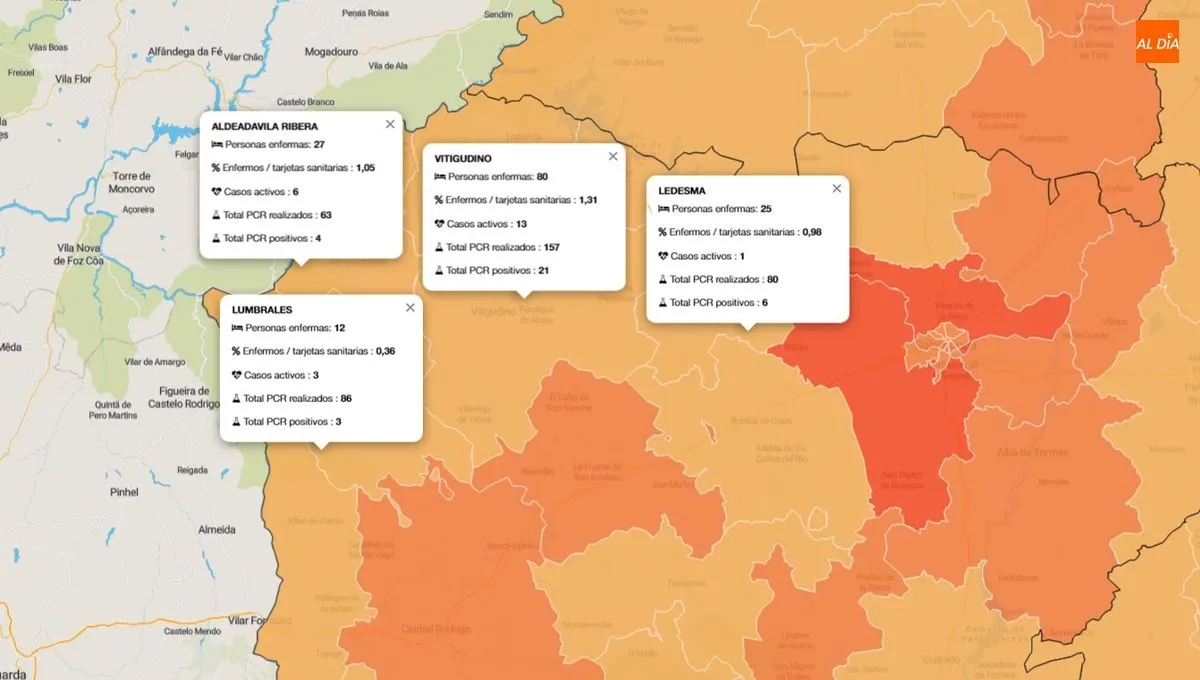 Mapa acumulado de personas enfermas desde el 29 de febrero