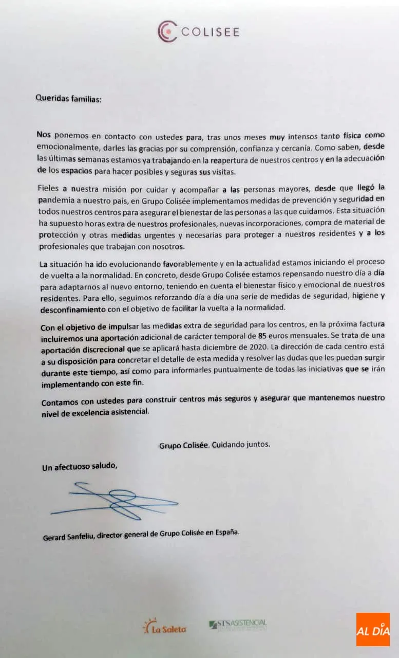 Foto 2 - El Grupo Colis&eacute;e impone una &lsquo;tasa Covid&rsquo; a los ancianos de sus residencias, entre ellas una en ...