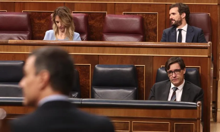 El presidente del Gobierno, Pedro Sánchez, durante su intervención en el Pleno del Congreso de los Diputados. Foto E. Parra - EP