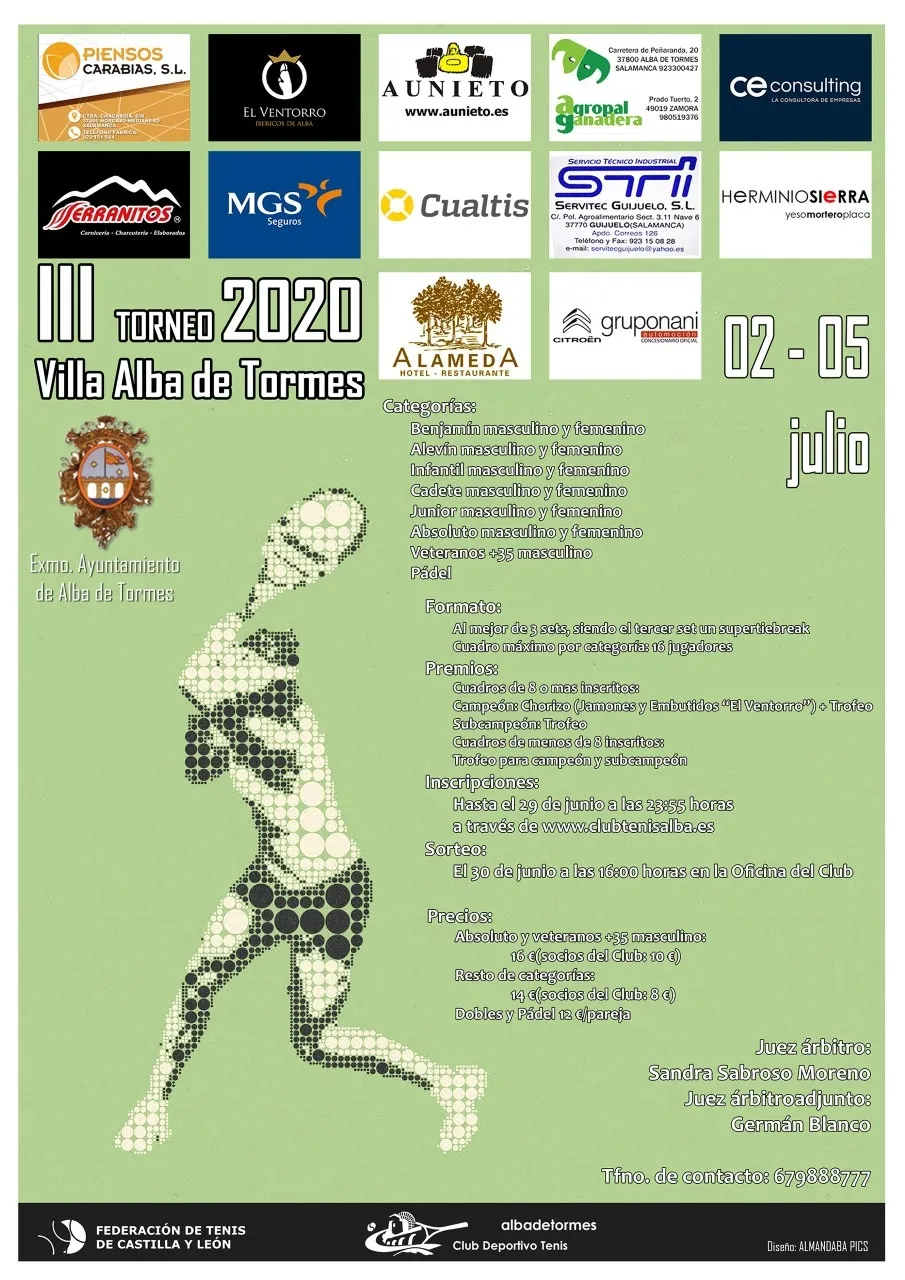 Cartel del III Torneo de Tenis Villa Alba de Tormes