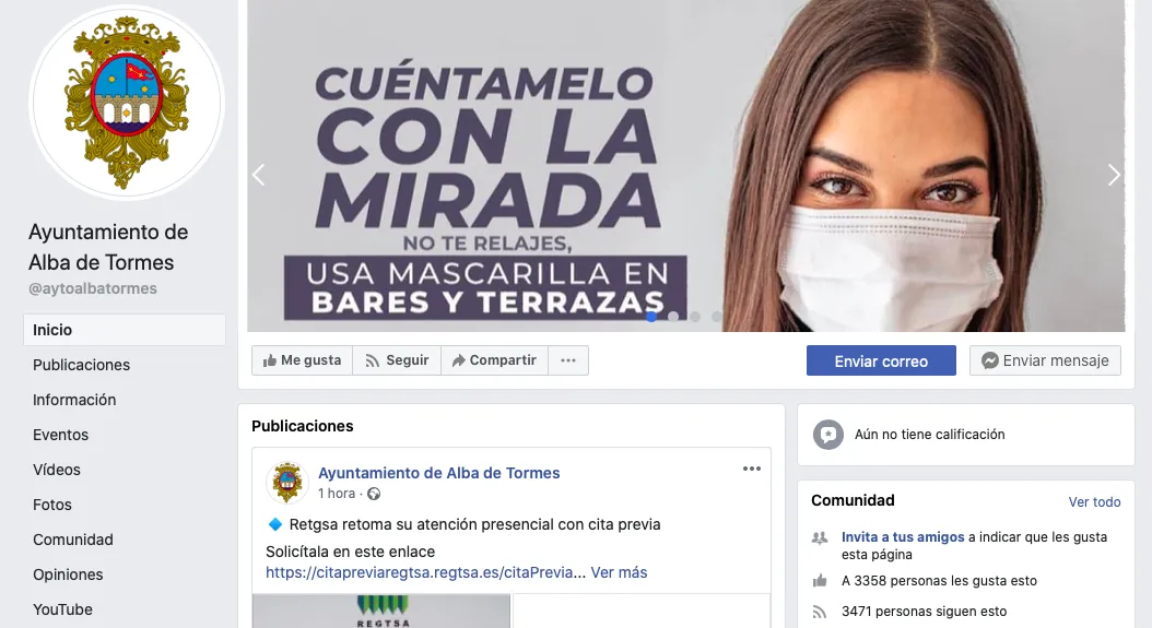 Perfil en Facebook del Ayuntamiento de Alba de Tormes