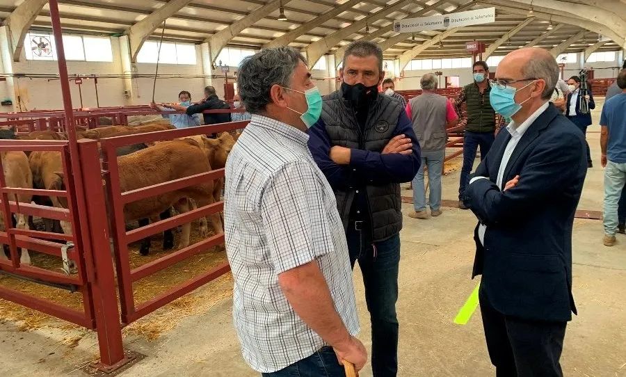 Visita de Javier Iglesias, presidente de la Diputación, al Mercado de Ganado