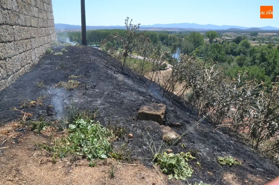 Foto 9 - Un incendio calcina la zona anexa a la Cuesta de las Emes a los pies de la Puerta de Santiago  
