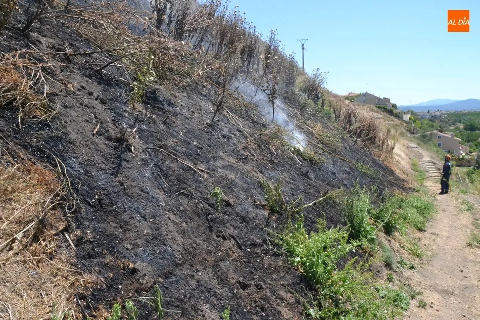 Foto 11 - Un incendio calcina la zona anexa a la Cuesta de las Emes a los pies de la Puerta de Santiago  