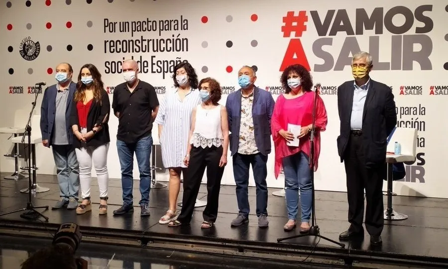 Presentación de manifiesto Por un pacto para la reconstrucción social de España. Foto SINDICATOS