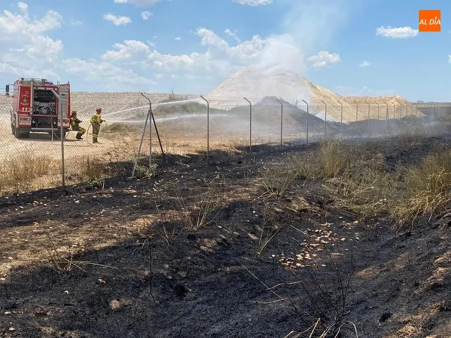 Foto 6 - Un incendio en B&oacute;veda del R&iacute;o Almar llega hasta los m&aacute;rgenes de una mina de cuarzo
