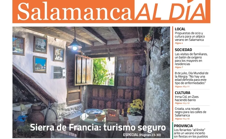 Portada del número de julio del periódico de papel Salamanca Al Día