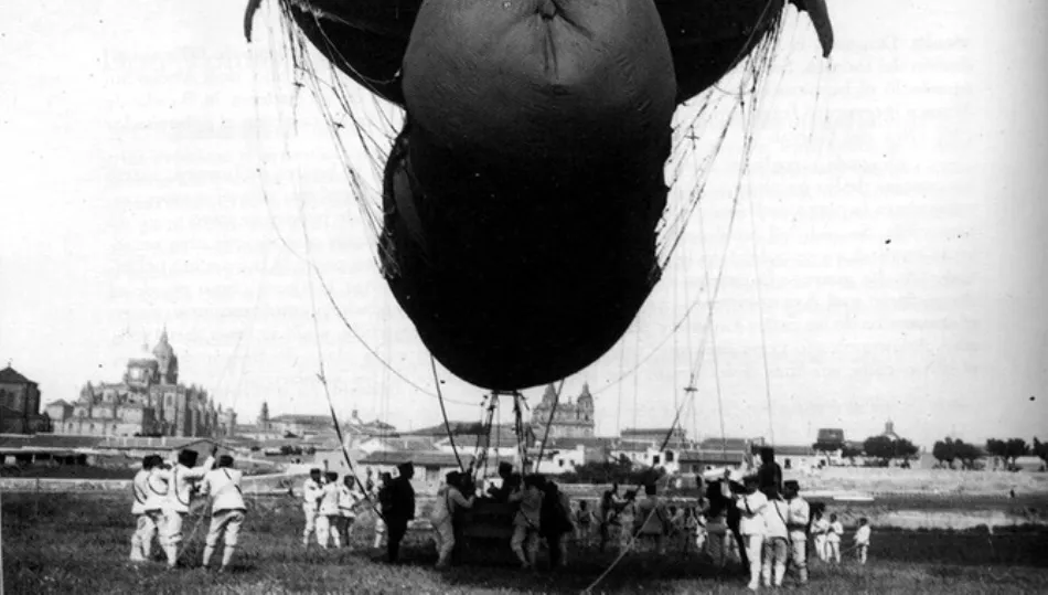 El aerostato que tomó las primeras imágenes aéreas de Salamanca a principios del XX