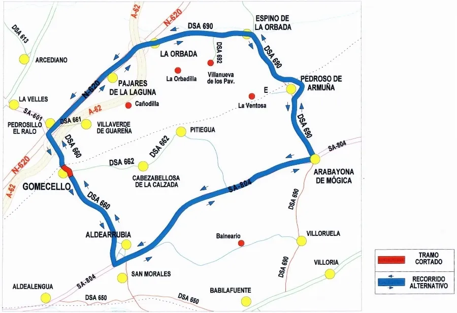 Las obras de la DSA-660 complicarán las conexiones entre Pedrosillo El Ralo y Gomecello  