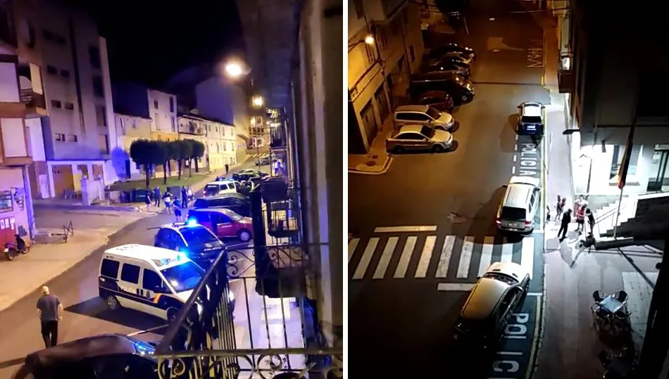 De i. a d. Vista de la calle Libertad y de la Comisaría de la Policía Nacional