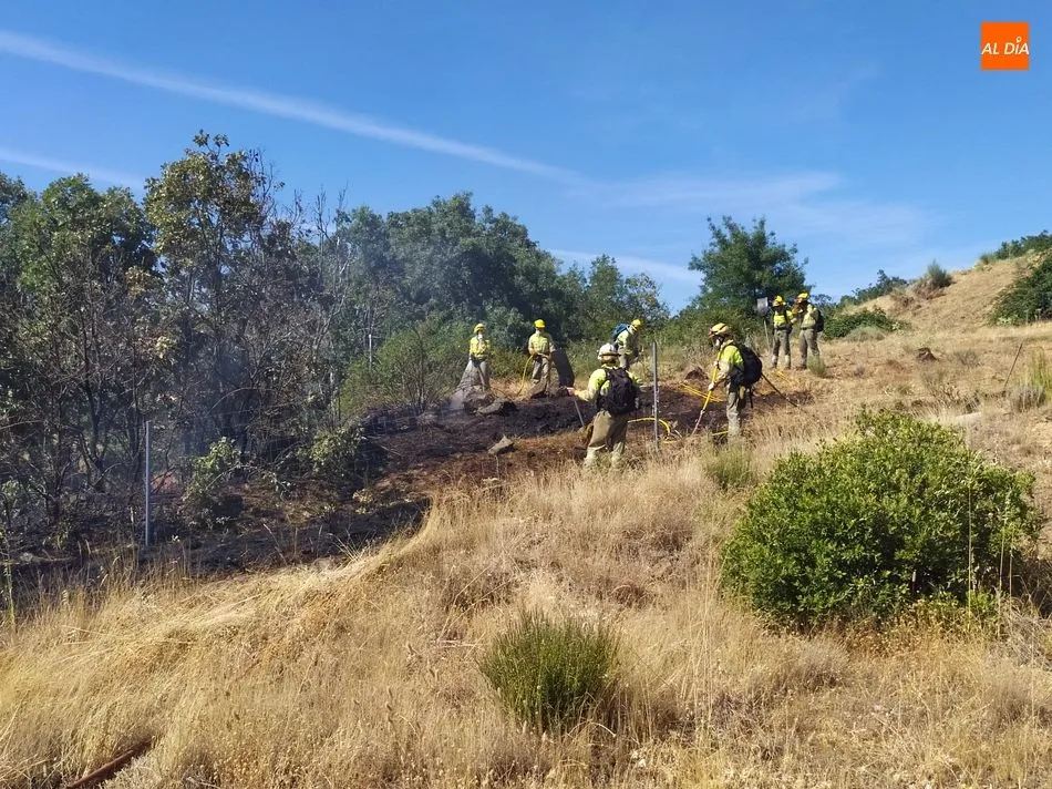 Foto 4 - Un incendio a la altura de B&eacute;jar obliga a cortar un carril de la A-66