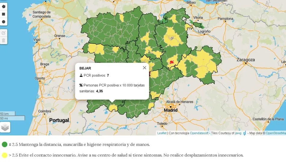 Continúa subiendo la transmisión por COVID-19 en la zona de salud de Béjar