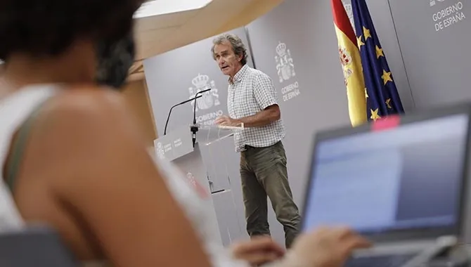 Fernando Simon, durante la rueda de prensa para informar sobre la evoluación del Covid-19. EP