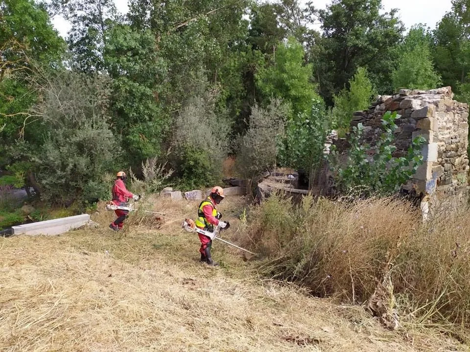 Trabajos de limpieza en la Aceña del Quique y sus inmediaciones
