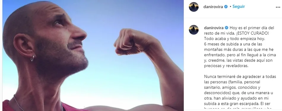 Foto y mensaje de Dani Rovira en Instagram. Foto: @danirovira