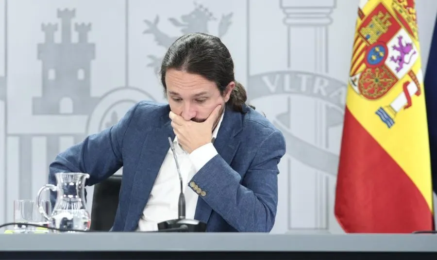 El vicepresidente y ministro de Derechos Sociales y Agenda 2030, Pablo Iglesias, durante la rueda de prensa posterior al Consejo de Ministros en Moncloa, en Madrid. Foto E. Parra - EP