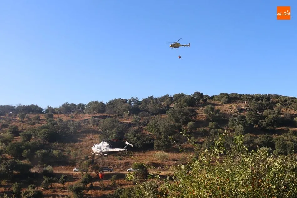 Foto 11 - Gran despliegue de medios para sofocar un incendio declarado en el t&eacute;rmino de Saucelle&nbsp;
