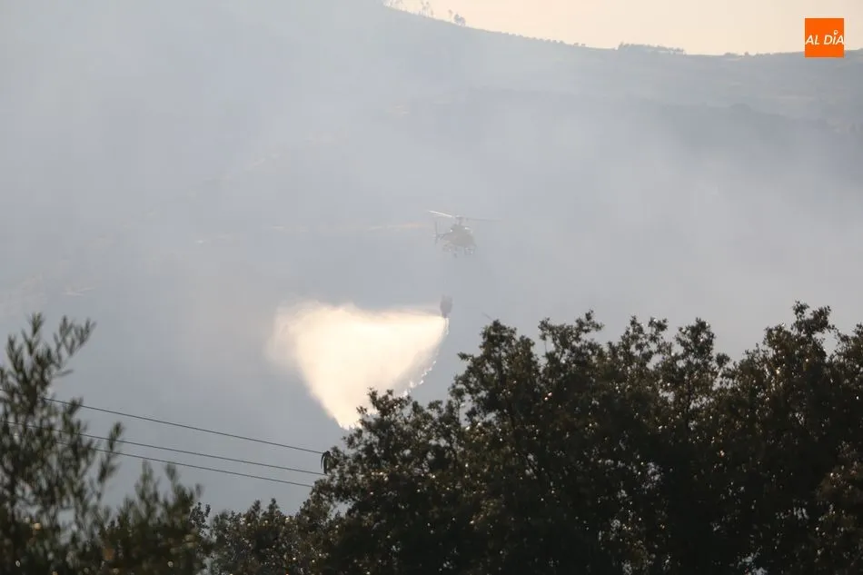 Foto 7 - Gran despliegue de medios para sofocar un incendio declarado en el t&eacute;rmino de Saucelle&nbsp;
