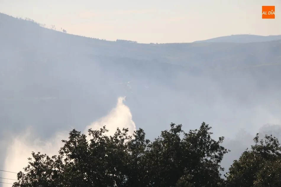 Foto 5 - Gran despliegue de medios para sofocar un incendio declarado en el t&eacute;rmino de Saucelle&nbsp;