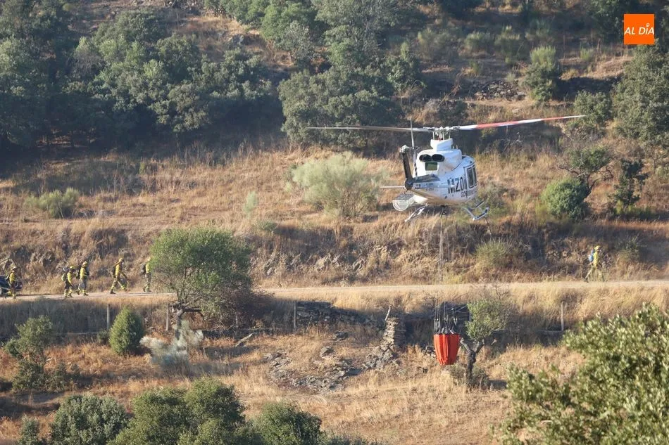 Foto 3 - Gran despliegue de medios para sofocar un incendio declarado en el t&eacute;rmino de Saucelle&nbsp;