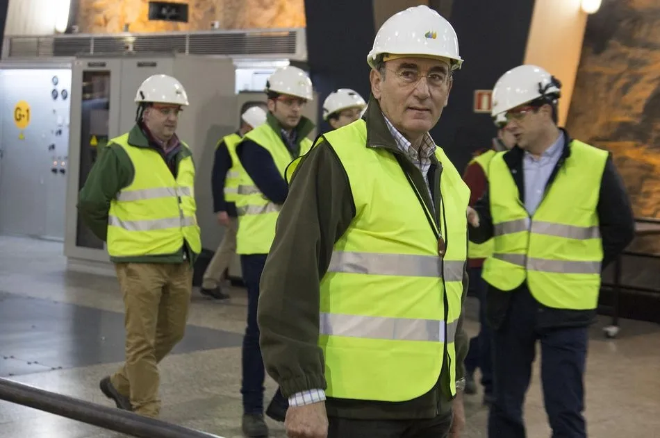 El presidente de Iberdrola, Ignacio Galán, en su visita a Aldeadávila