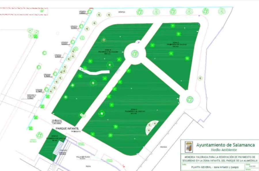 Plano de la zona de juegos del parque de la Alamedilla
