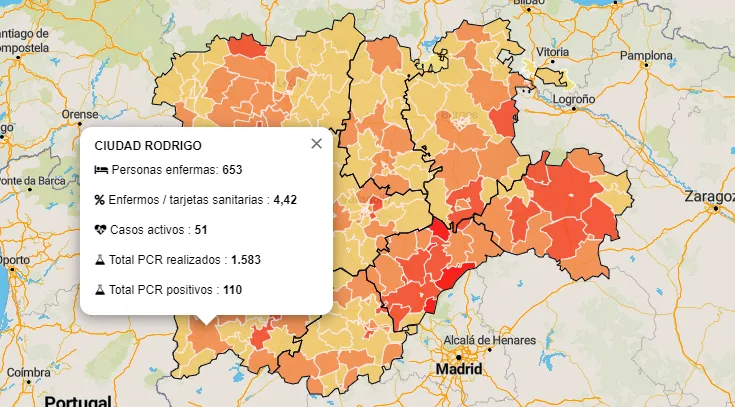 La Zona de Ciudad Rodrigo deja atrás el naranja al mismo tiempo que pierde un positivo por PCR  