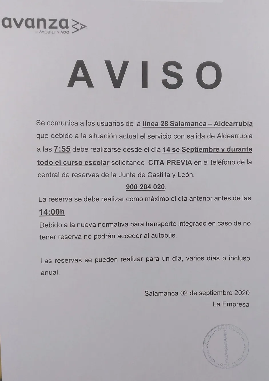 Foto 3 - El primer bus diario de la l&iacute;nea que comunica Aldearrubia con Salamanca s&oacute;lo podr&aacute; ser utilizado ...