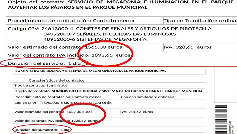 Decretos de Alcaldía con las contrataciones diarias para ahuyentar los estorninos del parque municipal de Béjar