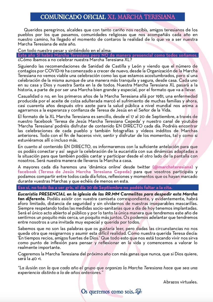 Foto 2 - La XL Marcha Teresiana entra ma&ntilde;ana en la provincia por Cantalapiedra de forma virtual