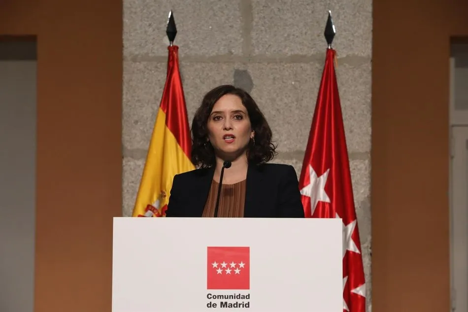 La presidenta de la Comunidad de Madrid, Isabel Díaz Ayuso, durante su comparecencia en rueda de prensa