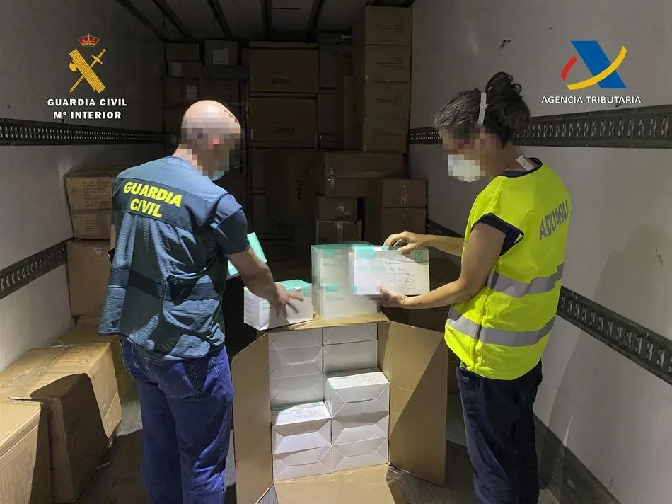 Mascarillas intervenidas en el Puerto de Almería