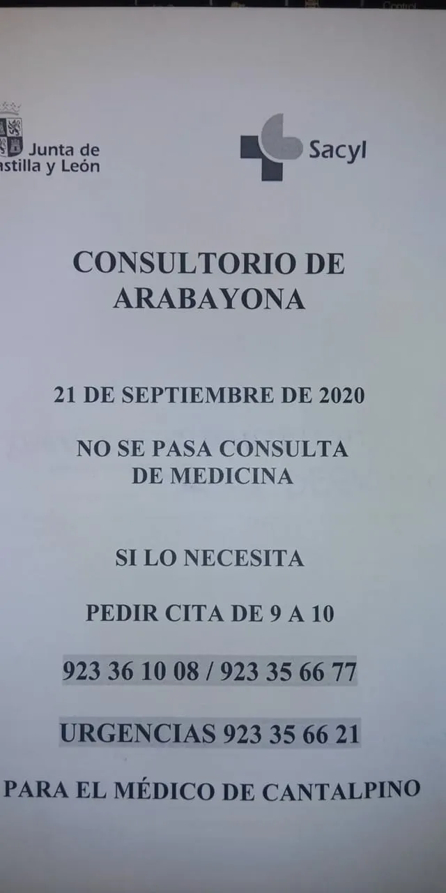 Arabayona tampoco ha tenido consulta de medicina esta semana  