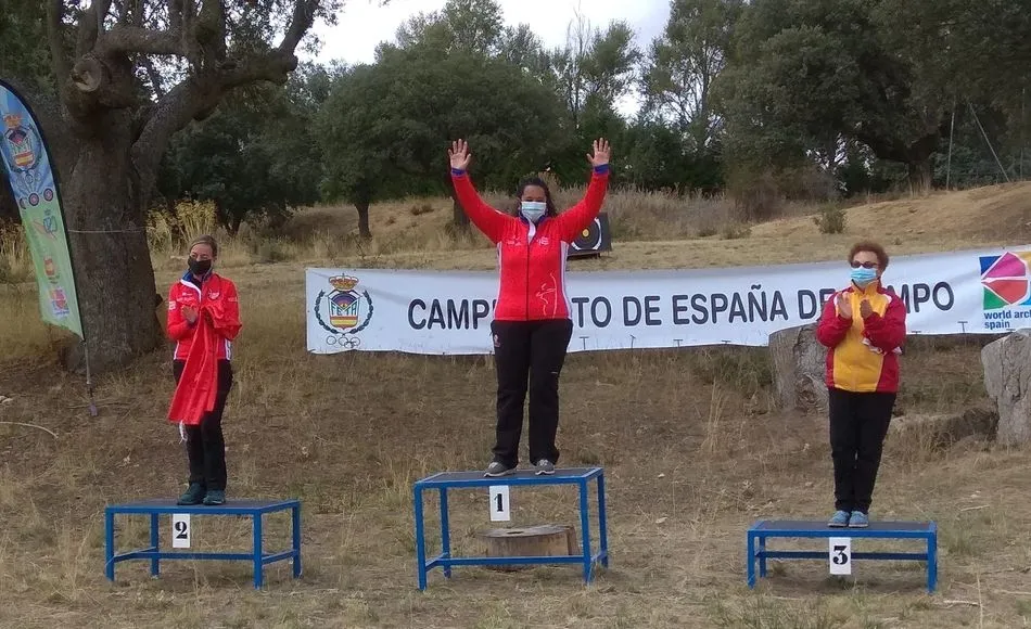 Podio del Campeonato de España de tiro con arco modalidad campo, celebrado este fin de semana