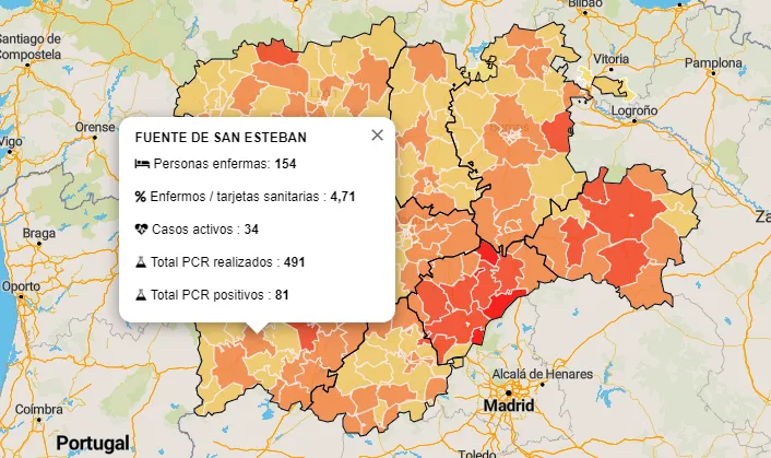 Las zonas de La Fuente de San Esteban y La Alberca registran 2 nuevos positivos cada una  