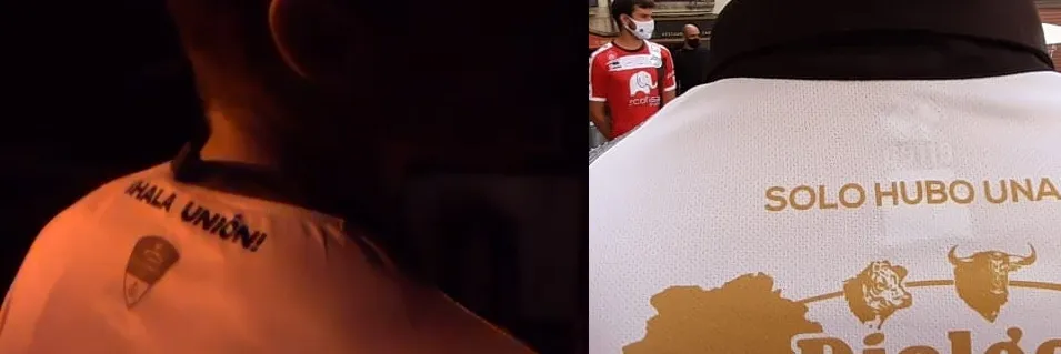 Lemas de las camisetas del Salamanca UDS y Unionistas en la espalda