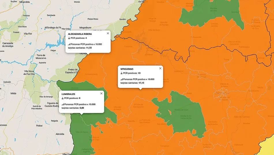 Mapa de contagios registrados en la última semana