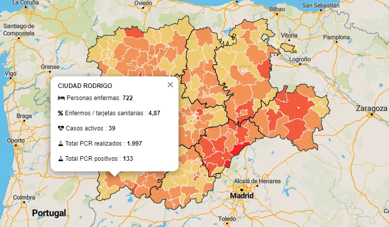 Registrados 5 nuevos positivos por PCR en la comarca, 3 de ellos en la Zona de Ciudad Rodrigo  